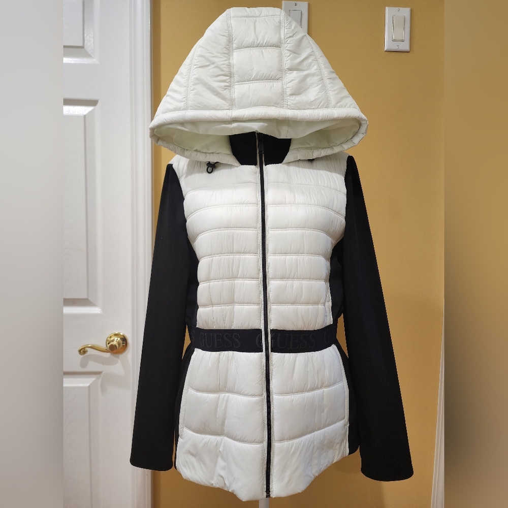 Guess Women's Zela Logo Waist  Puffer Jacket